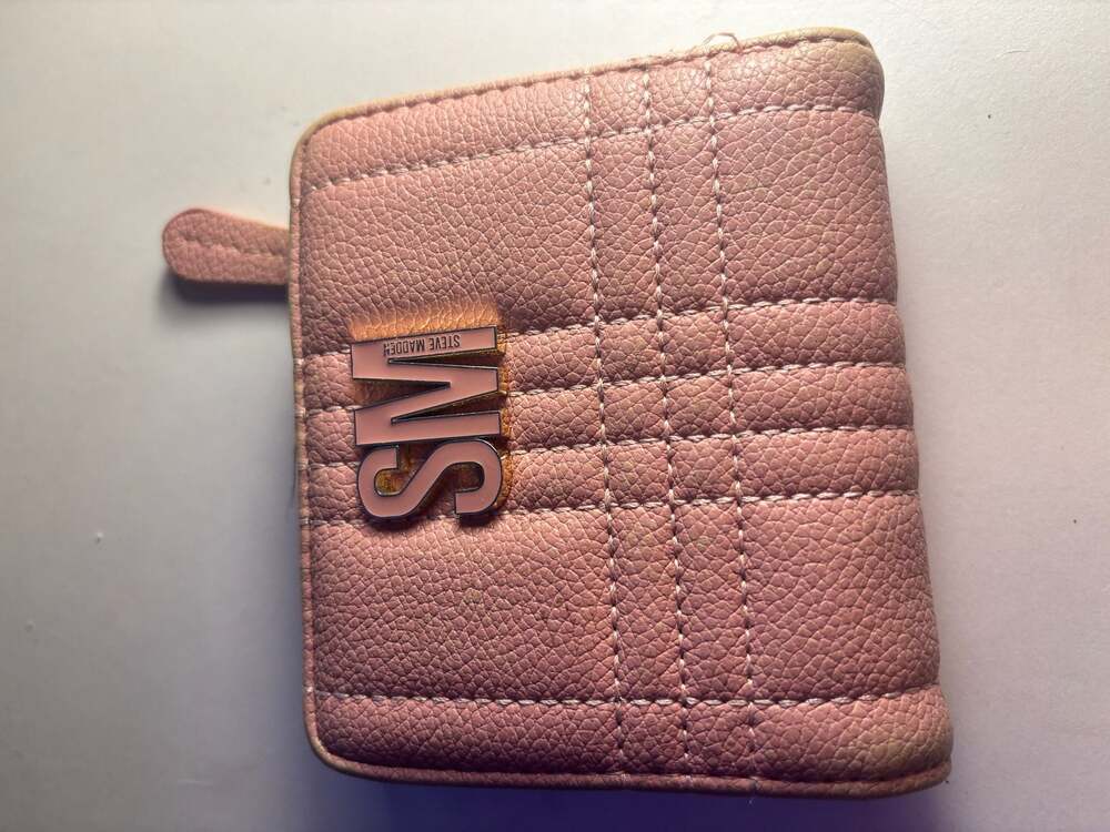 Steve Madden Pink Quilted Bi-fold Wallet with ID Window and Zip Pocket